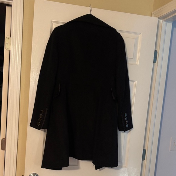 Betsey Johnson Black Pea Coat with Floral Lining - Picture 2 of 2